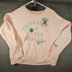 Justice Stranger Things Hawkins High Pink Sweatshirt Friendship Is Everything L
